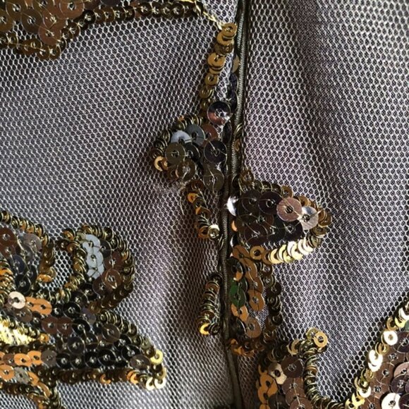 Badgley Mischka Sequin Dress Size 2 Blue Floral - Picture 13 of 15